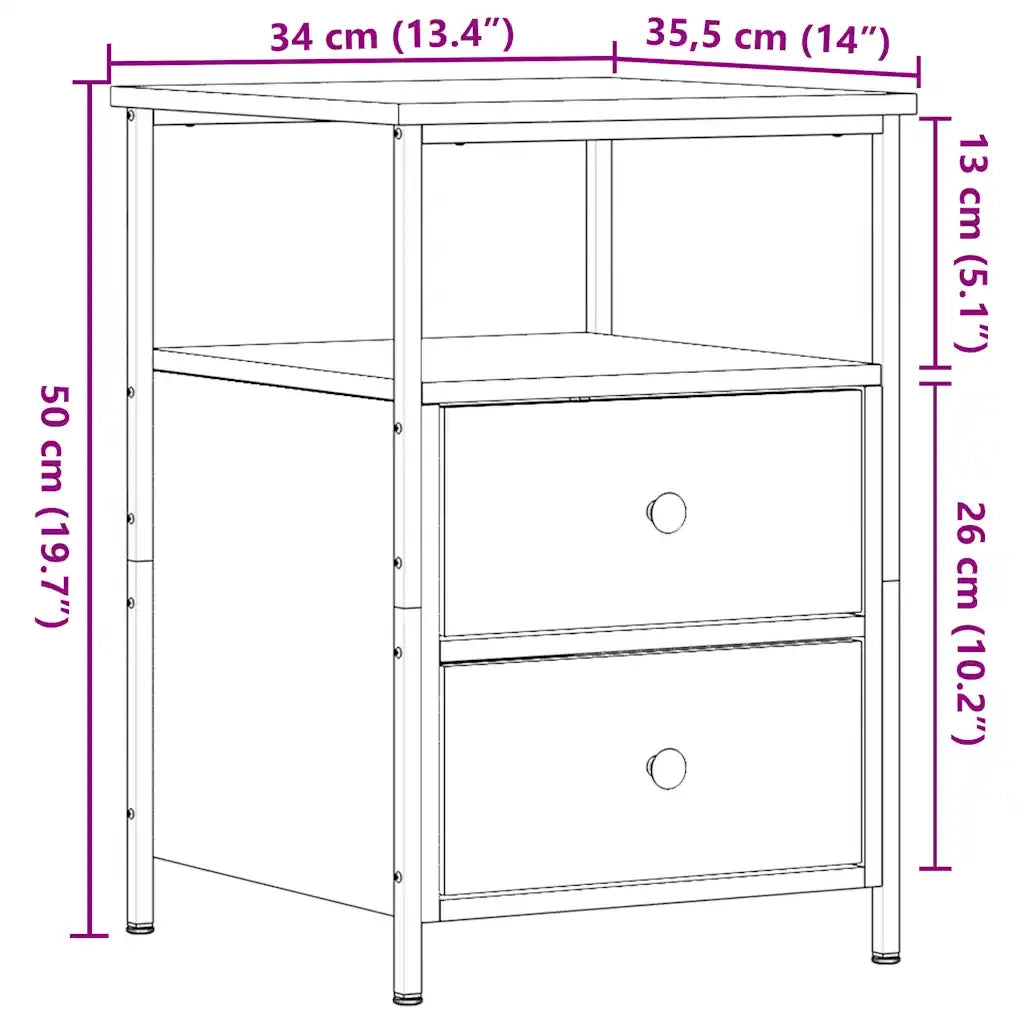 vidaXL Comodino Legno Antico 34x35,5x50 cm in Legno Multistrato