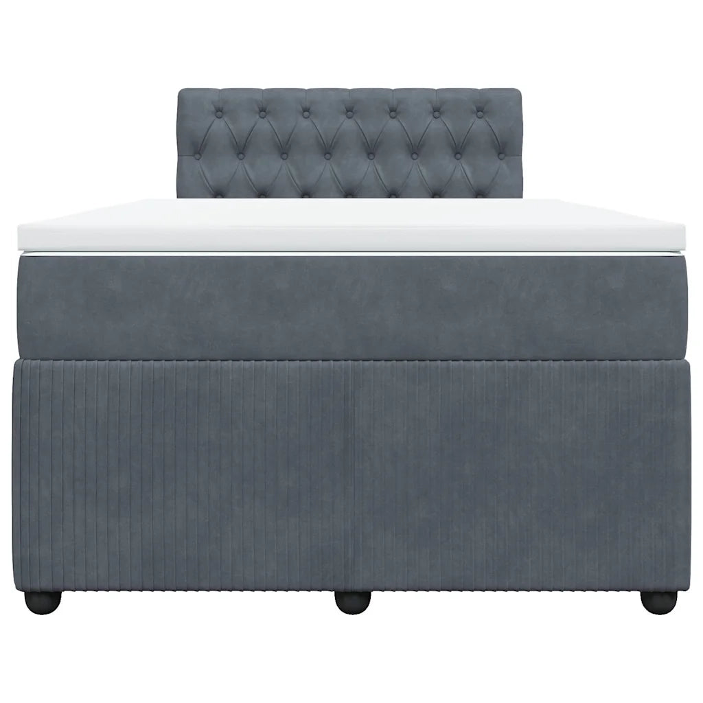 Giroletto a Molle con Materasso Grigio Scuro 120x200 cm Velluto