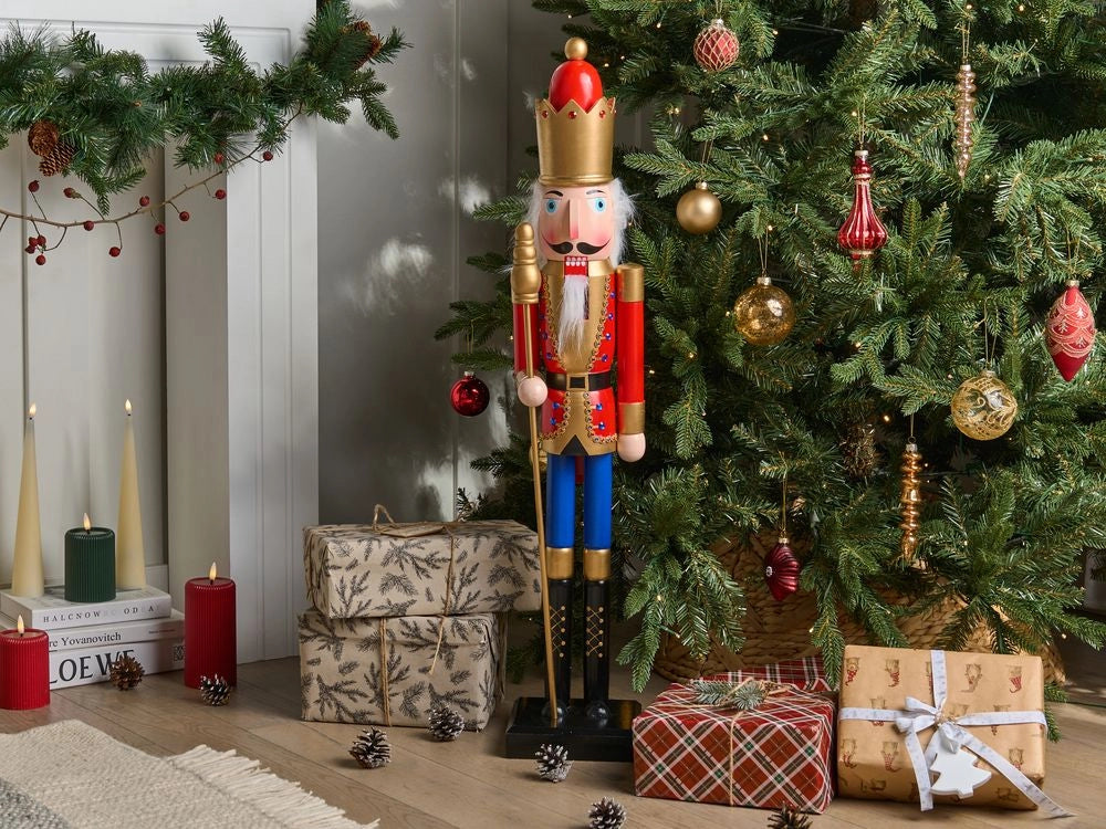 Statuetta schiaccianoci in legno di pino Decorazione natalizia con bocca apribile Fatto a mano Rosso decorazione natalizia Rosso