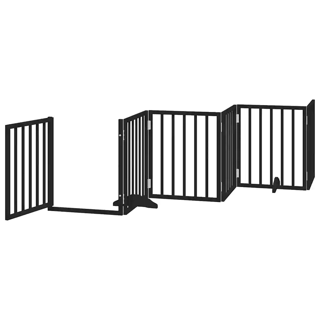 Cancello Cani Porta Pieghevole Nero 12 Pannelli 600 cm Pioppo 3155542