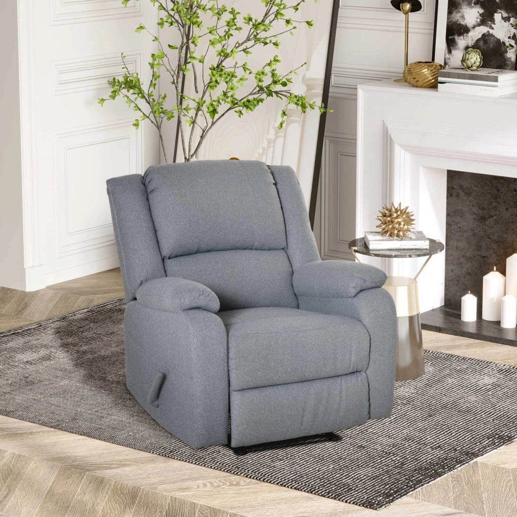 Poltrona Relax Reclinabile con Poggiapiedi ¨C Zephmum ¨C Tessuto Grigio Chiaro
