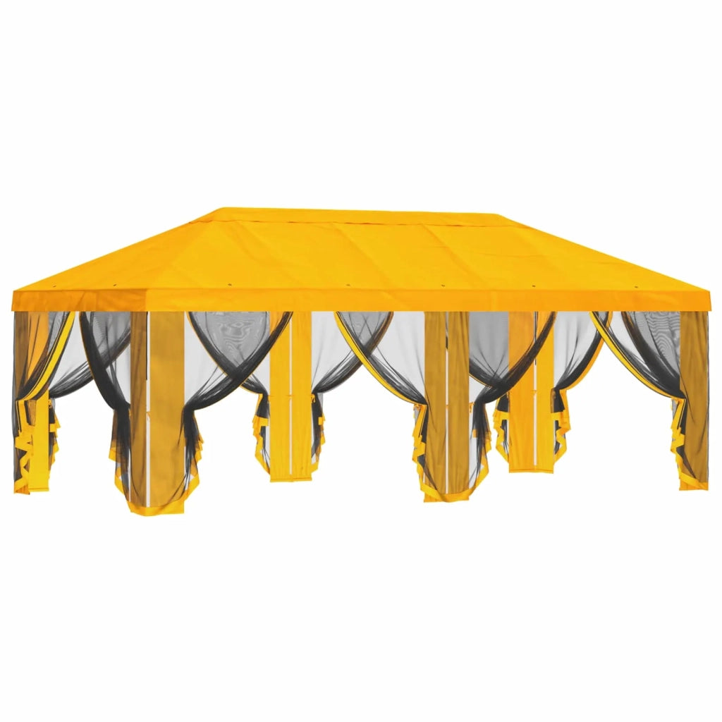 Copertura Gazebo con Pareti Laterali 6 x 3 m Giallo Poliestere 900417