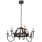 Lampadario industriale Ren 6xE14 rame ruggine Luminex