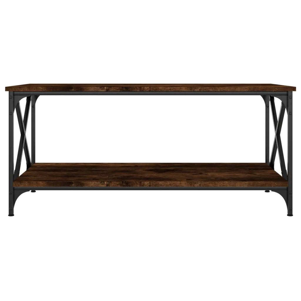 Tavolino da salotto | Tavolino da caff¨¨ | Tavolino da Soggiorno Rovere Fumo 100x50x45 cm in Legno Multistrato e Ferro