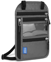 Portamonete per viaggio con protezione RFID, portamonete acqua resistente, contenitore per documenti di viaggio, tasca di stoccaggio con cinturino regolabile, misura 15x0,5x24cm