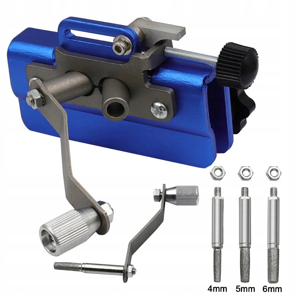 Set Barra di Guida 8" + 2x Catena 1/4" + Affilatrice Manuale con Manovella – Acciaio Temperato