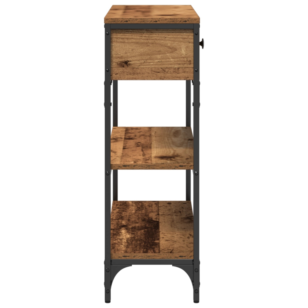 Tavolino in Legno Vecchio 72,5x25x75 cm Legno Ingegnerizzato e Acciaio
