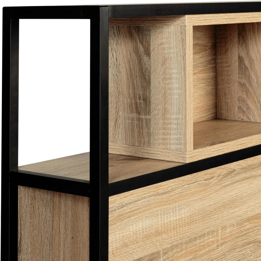 Testiera 145 cm design industriale legno e metallo nero DETROIT