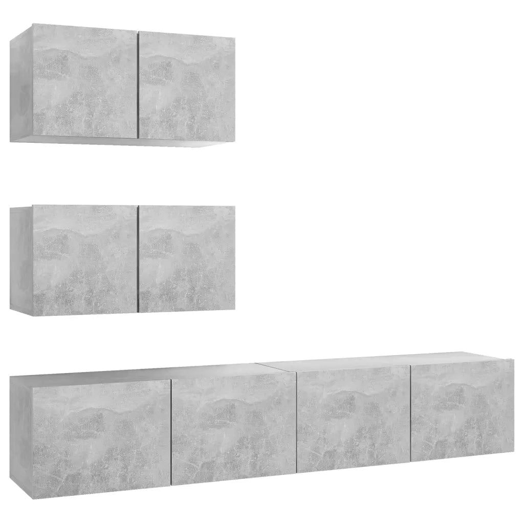 Set di Mobili Porta TV 4 pz Grigio Cemento in Legno Multistrato 3079130
