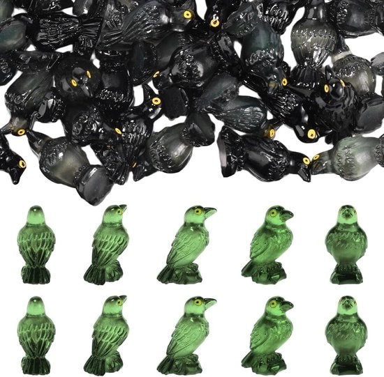 50 Miniaturni Uccelli Corvi in Resina per Ambientazioni di Halloween in Casa - Decorazioni da Giardino Accessori Miniature - Accessori Decorativi per Interni