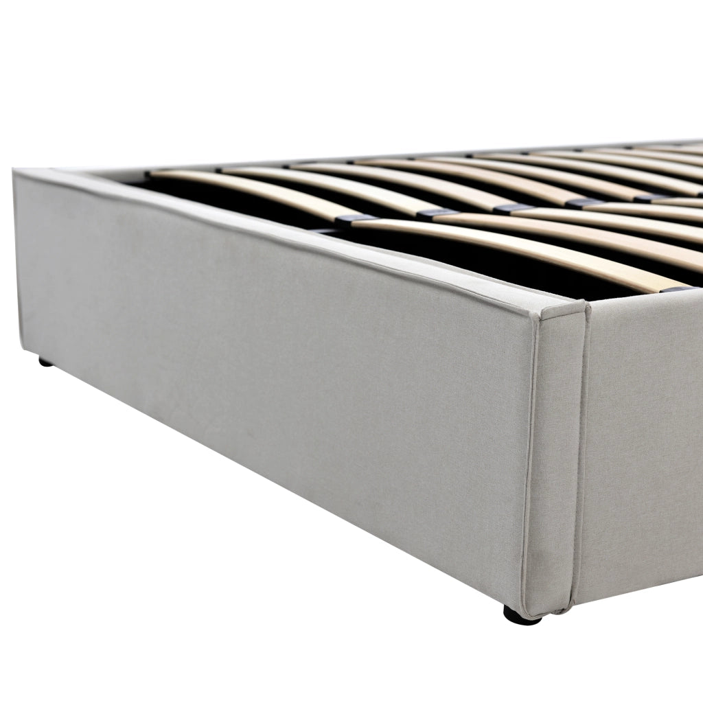 Letti contenitori 160x200 cm; contenitore sollevabile; cotone; grigio chiaro (Senza materasso)