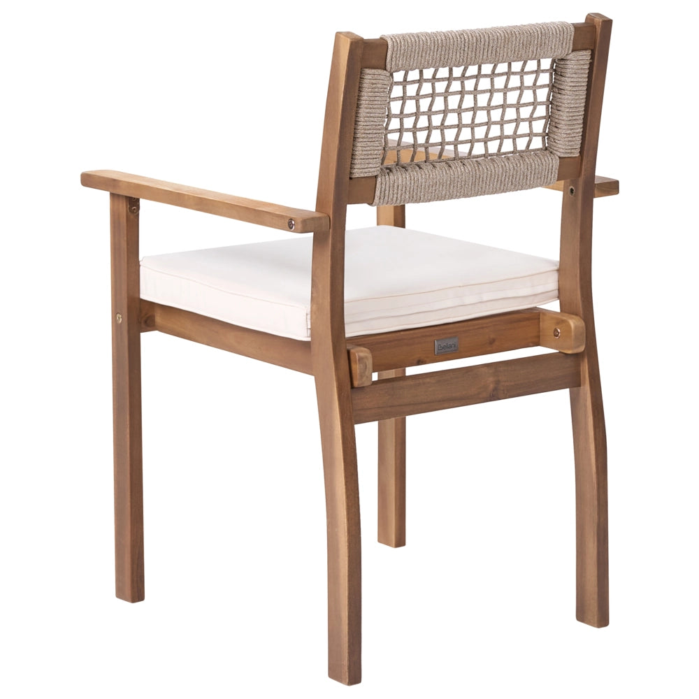 Set da giardino composto da 2 sedie in legno di acacia marrone chiaro con piano in stile rustico per esterni