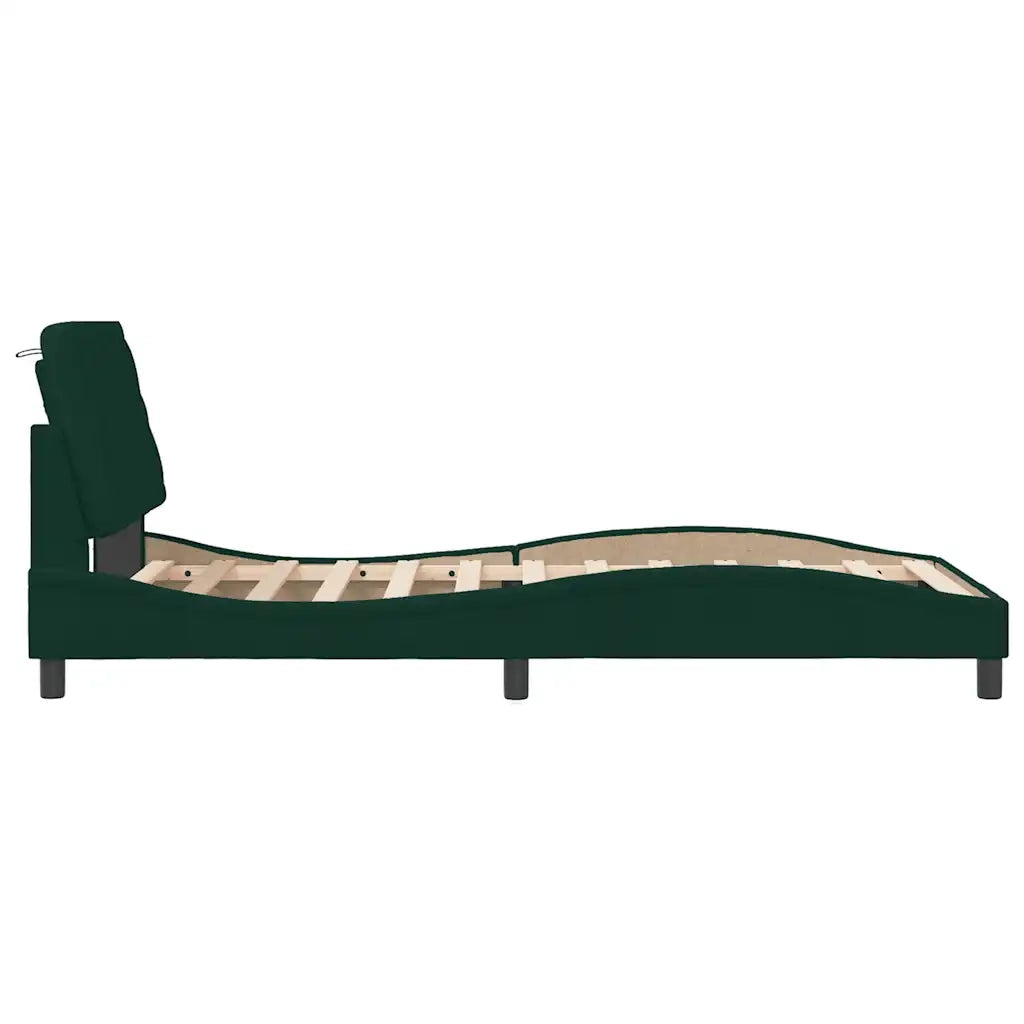 Giroletto senza Materasso Verde Scuro 100x200 cm in Velluto