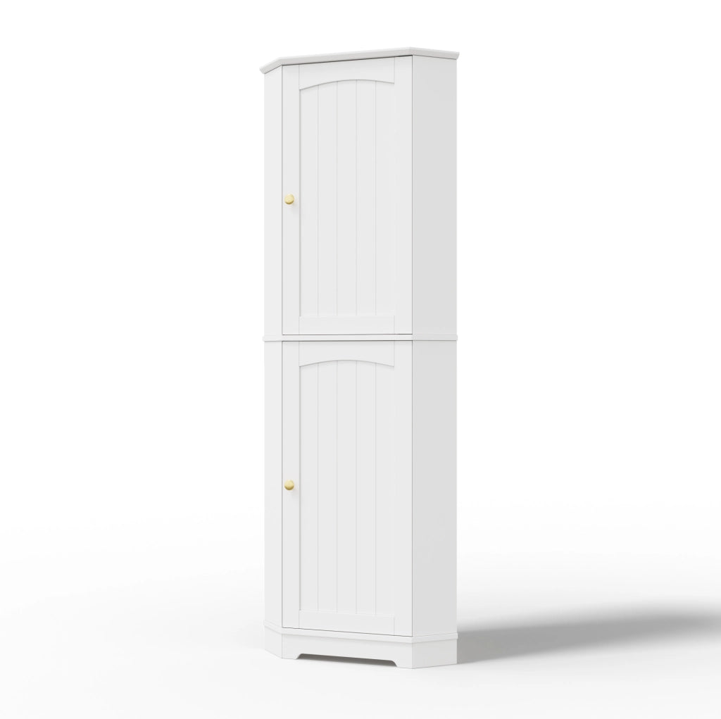 Mobile angolare con 2 ante e ripiani regolabili; 42 x 42 x 166 cm; bianco in MDF