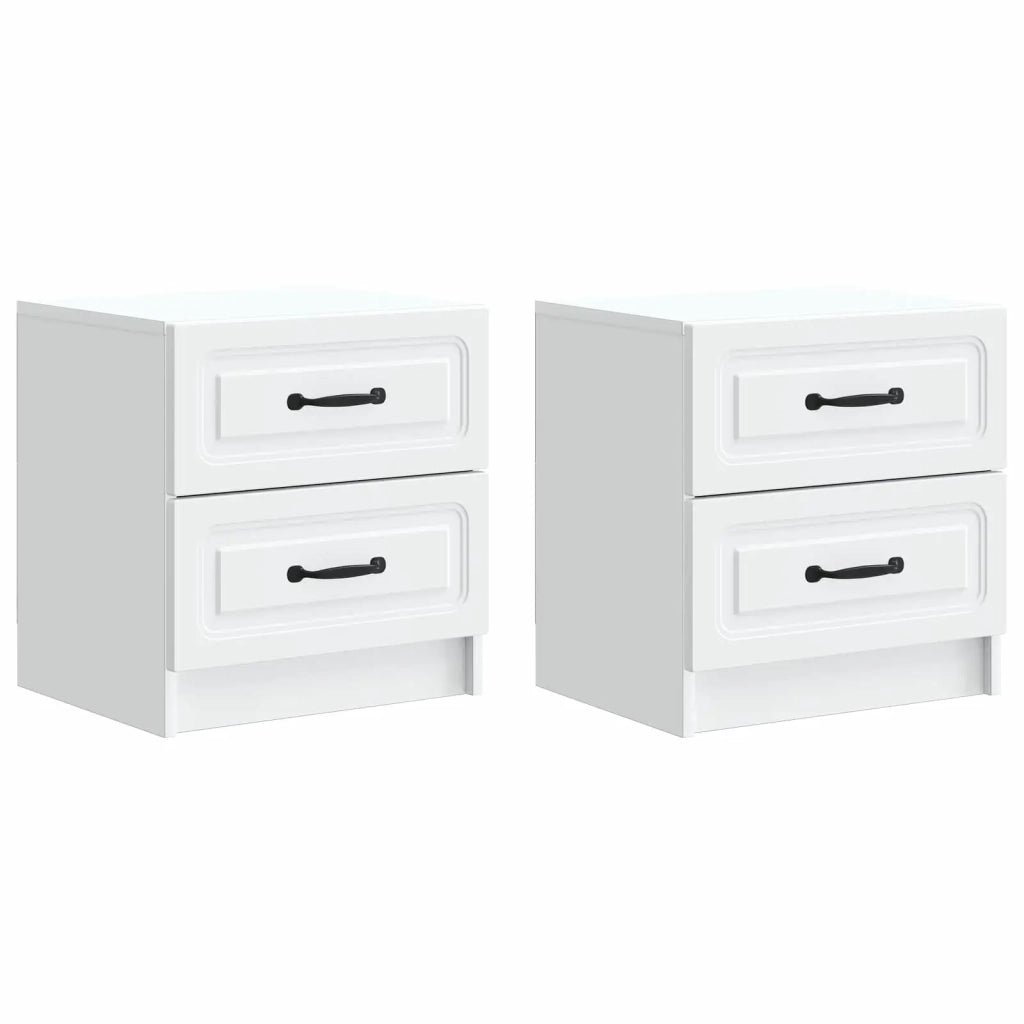 Set di 2 Comodini | Armadio da Notte | Mobiletto da notte con cassetto Bianco 43 x 34,5 x 44,5 cm