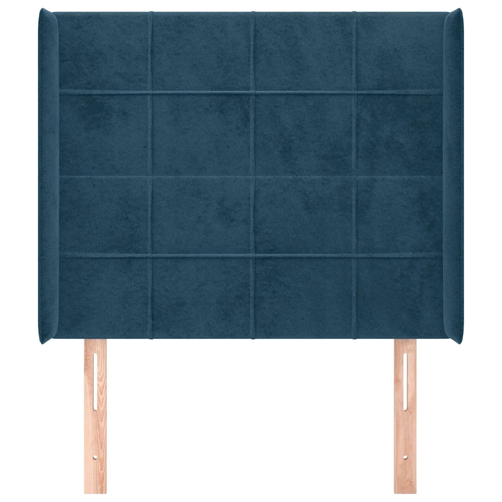 Testiera | Testata ad Orecchio Blu Scuro 103x16x118/128 cm in Velluto