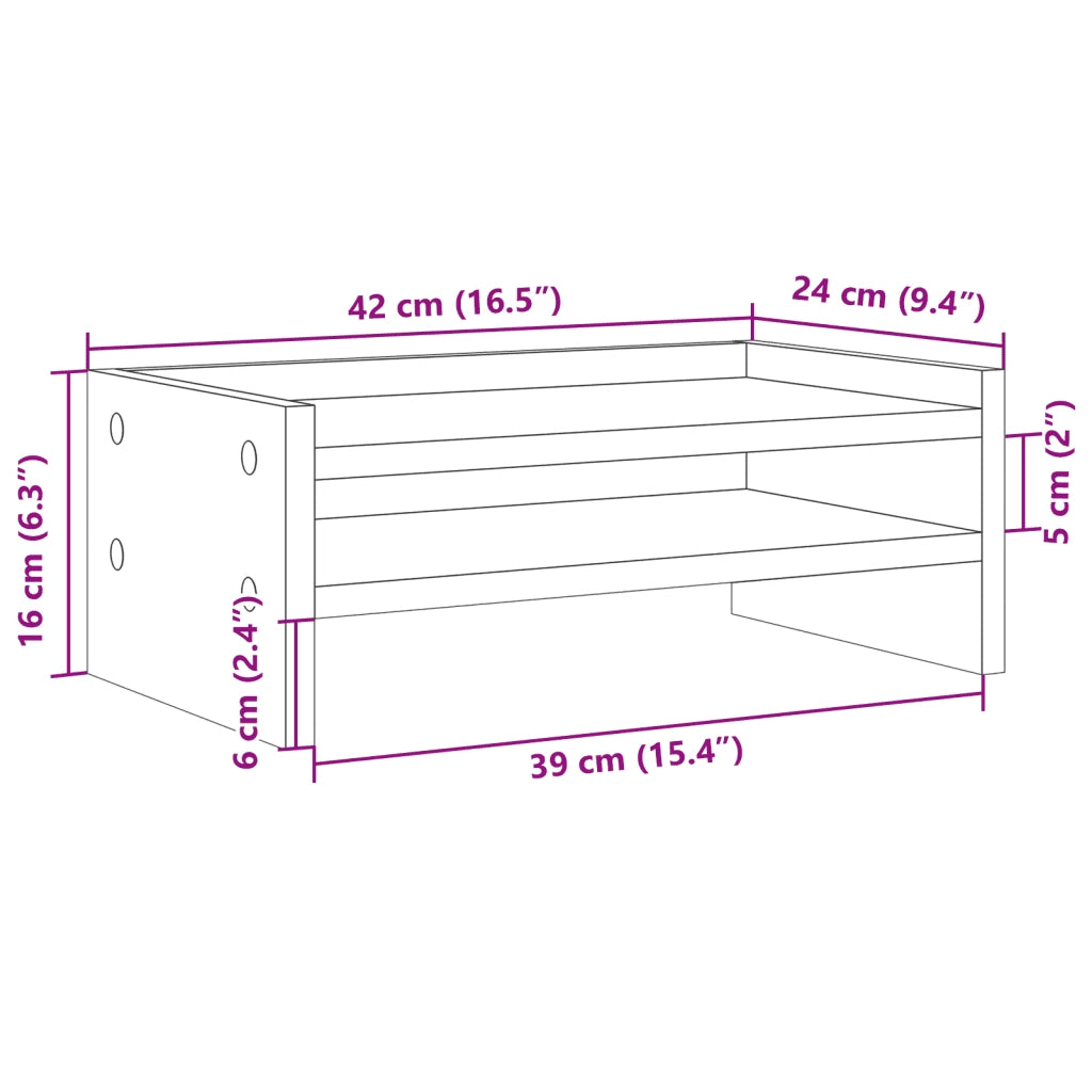 Supporto Monitor Grigio Cemento 42x24x16 cm Legno Multistrato 854718