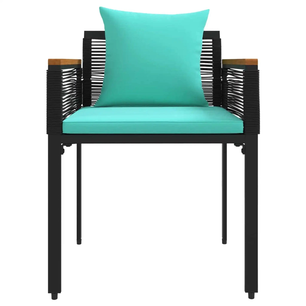 Set di Mobili da Esterno 3 pcs Nero e Turchese Rattan in PE