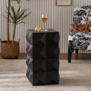 Tavolino basso in legno massello e MDF con rilievo tridimensionale, stile retrò, senza montaggio, per soggiorno, nero