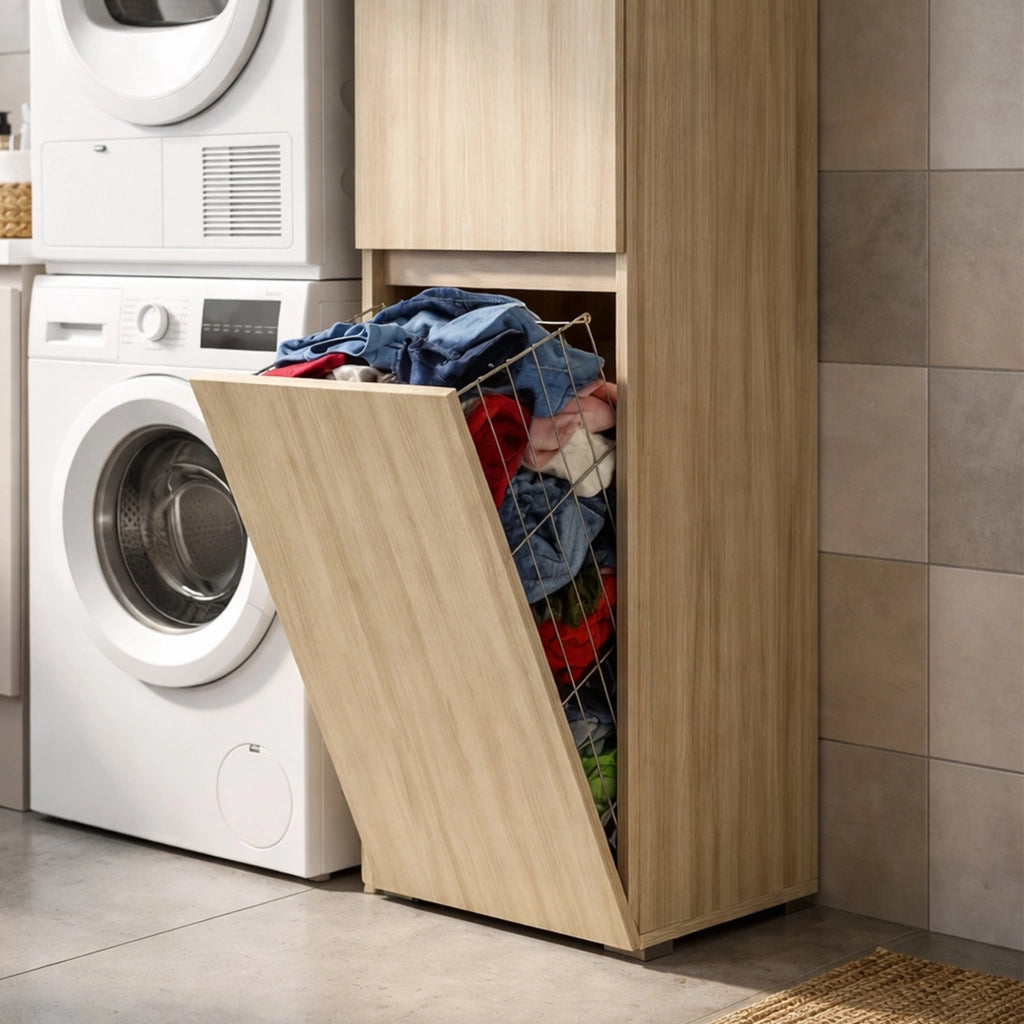 Aro, Armadio Multiuso 2 Ante 2 Ripiani Made in Italy, 45x195h cm Marrone Olmo