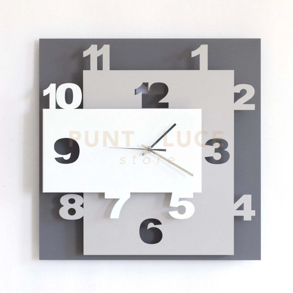 Orologio da parete moderno Ziggurat Fango Bianco e Sabbia