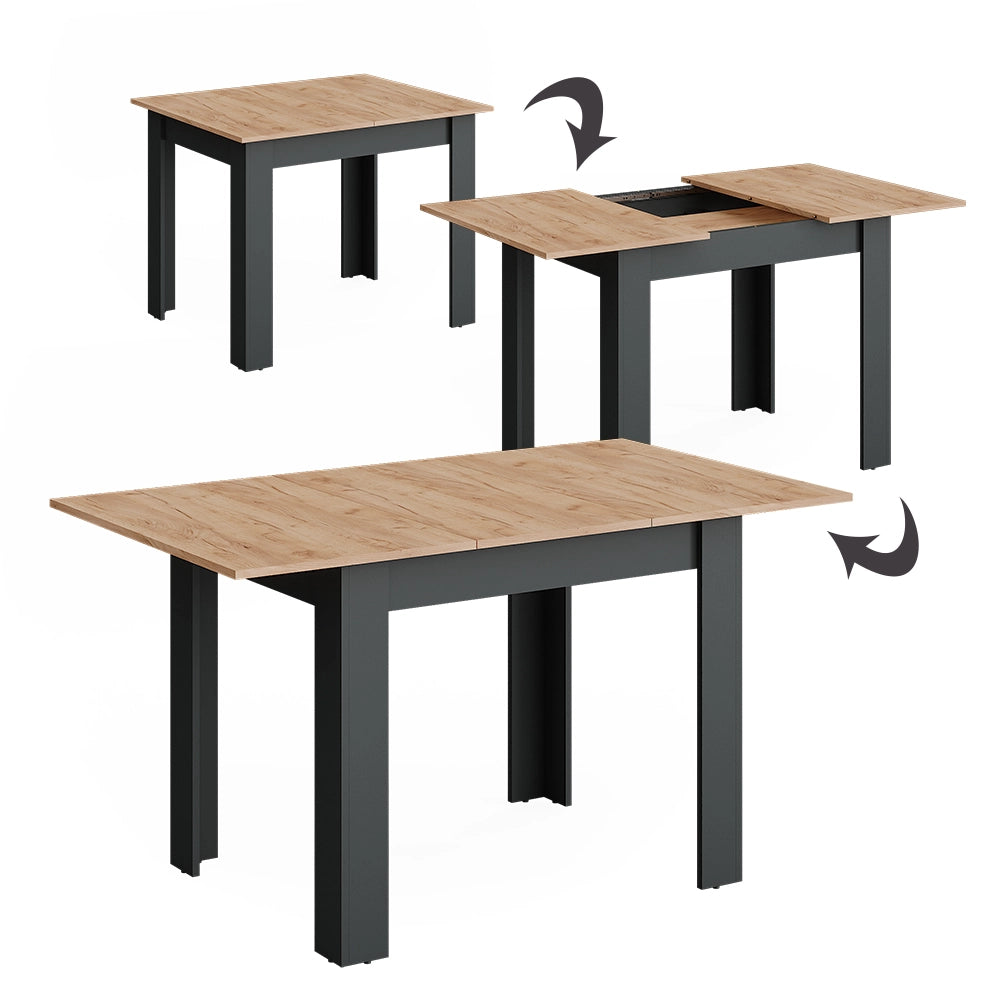 Vicco tavolo da pranzo allungabile Antracite/quercia dorata 100 x 80 cm Estensibile