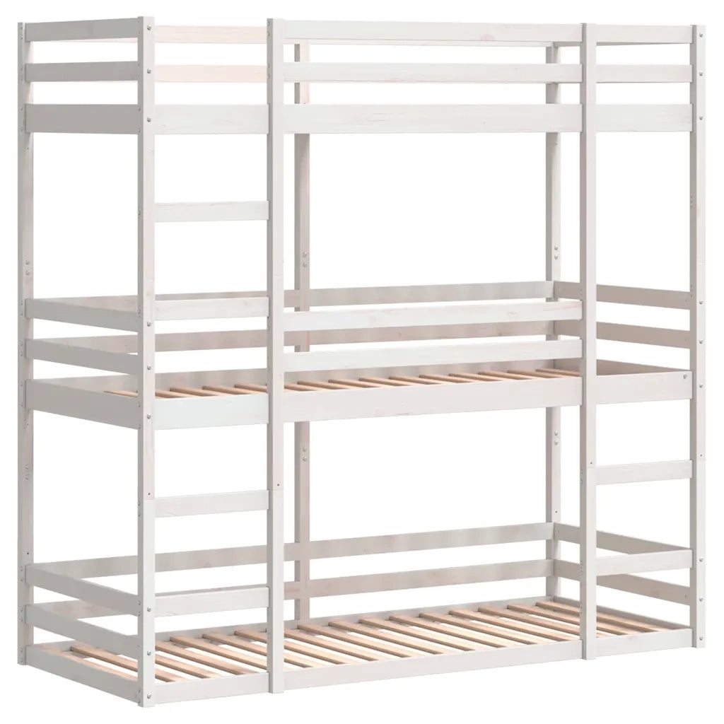 vidaXL Letto a Castello Triplo Bianco 75x190 cm Legno Massello di Pino