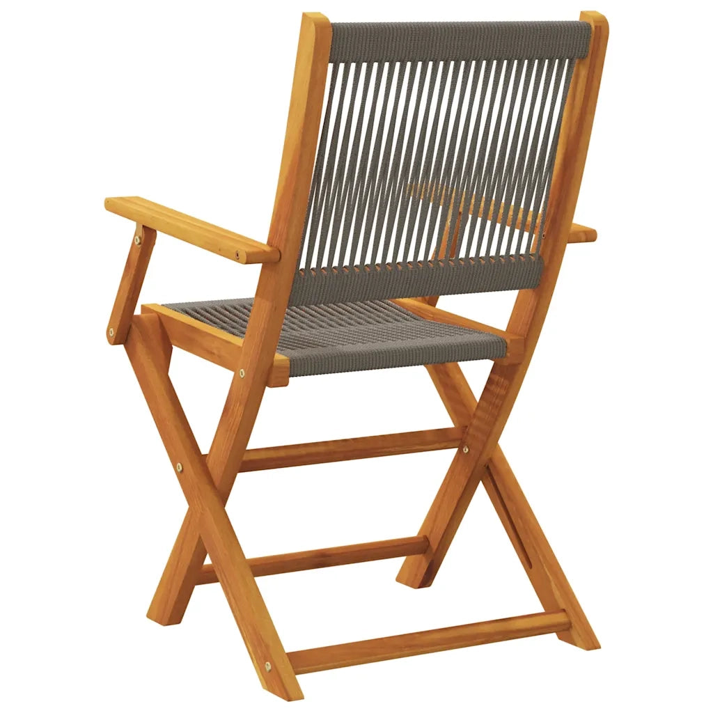 Sedie Giardino 2pz Grigie Legno Massello Acacia e Polipropilene
