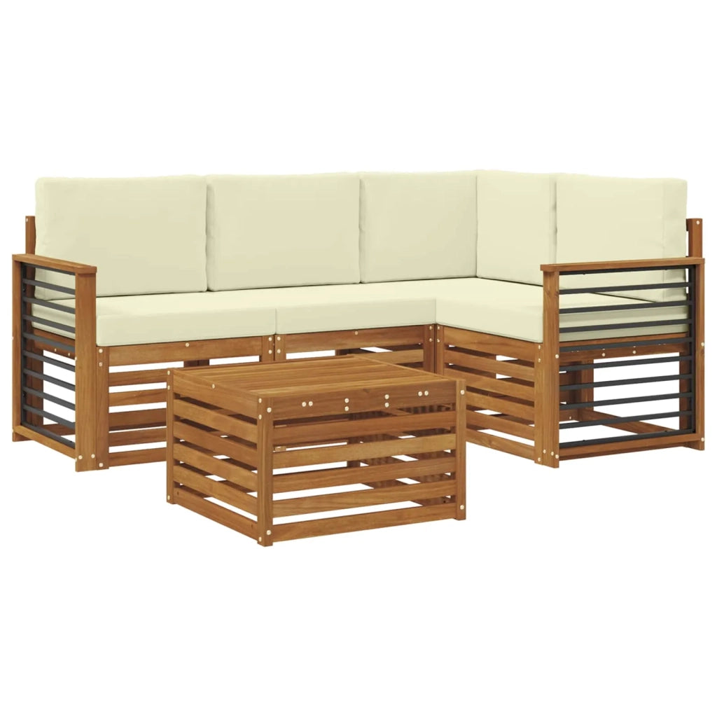 Set di divani da esterno con cuscino 5 pcs Naturale e Crema 3374780