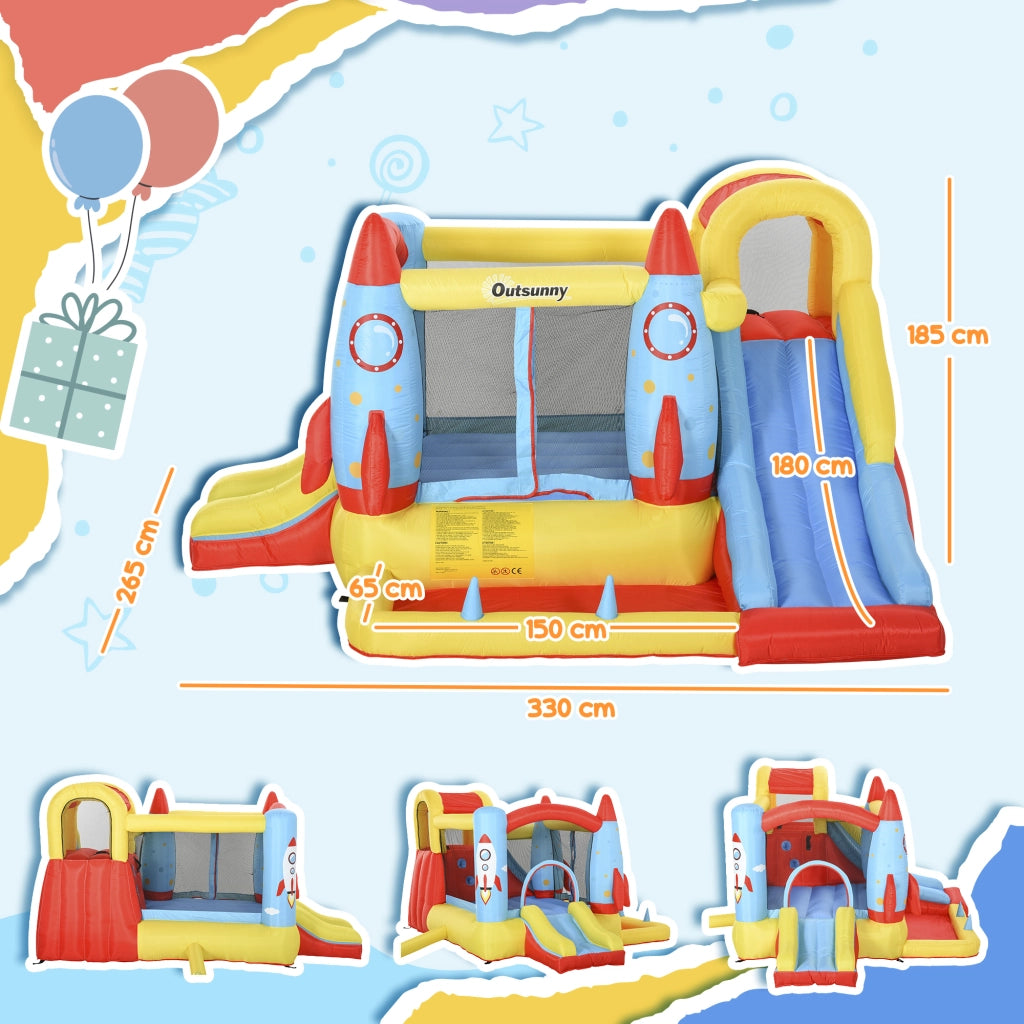 Casetta gonfiabile per bambini con 2 scivoli e piscina ¨C zephmum ¨C 330x265x185 cm multicolore