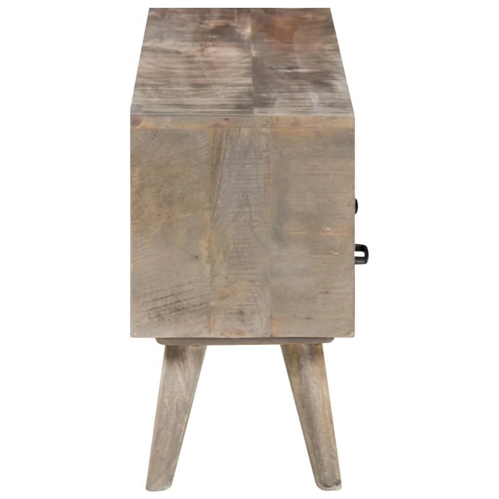 Mobile TV multimediale mensola per TV credenza per TV sala da pranzo soggiorno camera da letto 130 x 35 x 51 cm legno massello di mango grigio grezzo 02_0025895