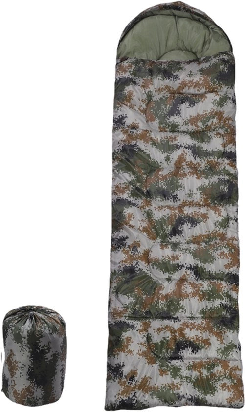 Sacco da campeggio in stile borsa per l'esterno, sacco da letto caldo in cotone per l'inverno, ultraleggero e portatile, mimetico