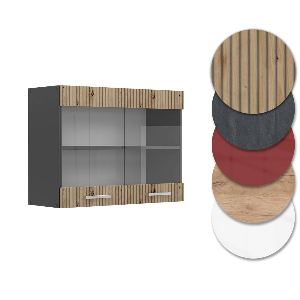 Vicco Mobile da cucina in vetro Rovere artigianale 80 cm