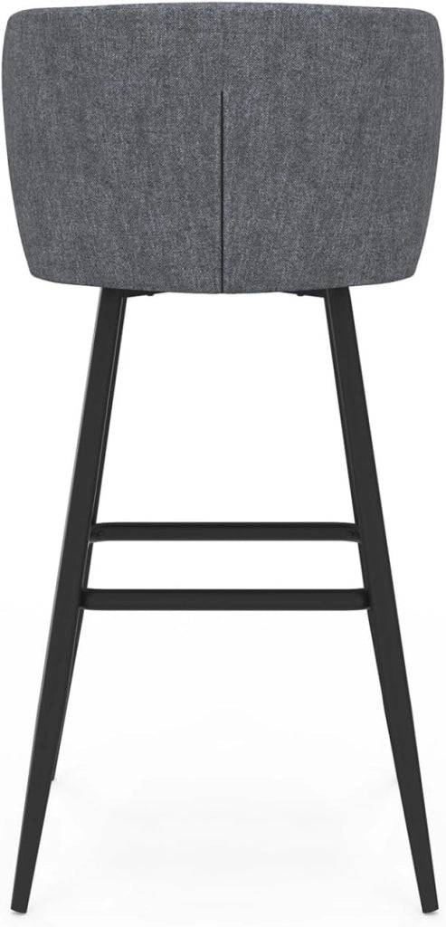 Set di 4 sgabelli da bar OMBLINE con seduta in tessuto grigio scuro e gambe in metallo nero