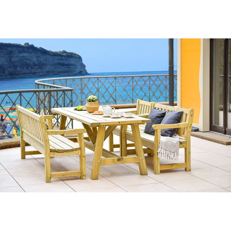 Tavolo da giardino in legno 240x90 cm, piano spesso 44 mm, pino impregnato per esterno resistente - Esterni da Vivere