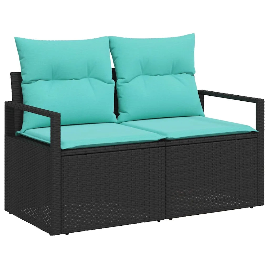 Set Divano da Giardino con cuscino 7 pcs Nero polyrattan 3347732