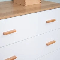 Cassettiera 3 Cassetti Rialzata per Soggiorno e Camera da Letto, in Legno, 80x39x80 cm, Bianco e color Legno