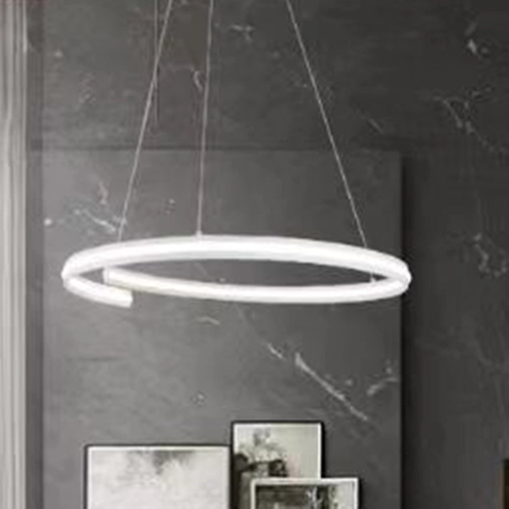 Trade Shop - Lampadario Led Moderno A Semicerchio 100w A Sospensione Luce 4000k 70cm Bianco 33436 -
