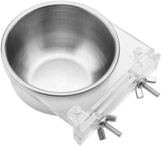 Alimentatore per uccelli - Alimentatore per pappagalli in acciaio inossidabile - Scaffale per gabbiani in gabbia