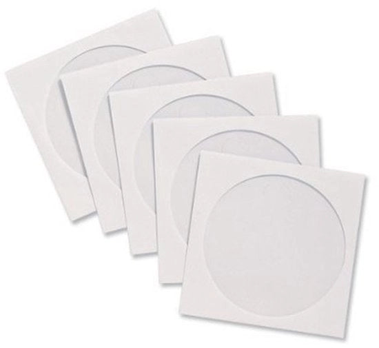 Sleeve per Disco - Enveloppe per CD/DVD/Blu-ray - 10 Pezzi - Bianco con Finestra Transparente - Protezione contro Polvere e Scalfi - 128 mm x 125 mm