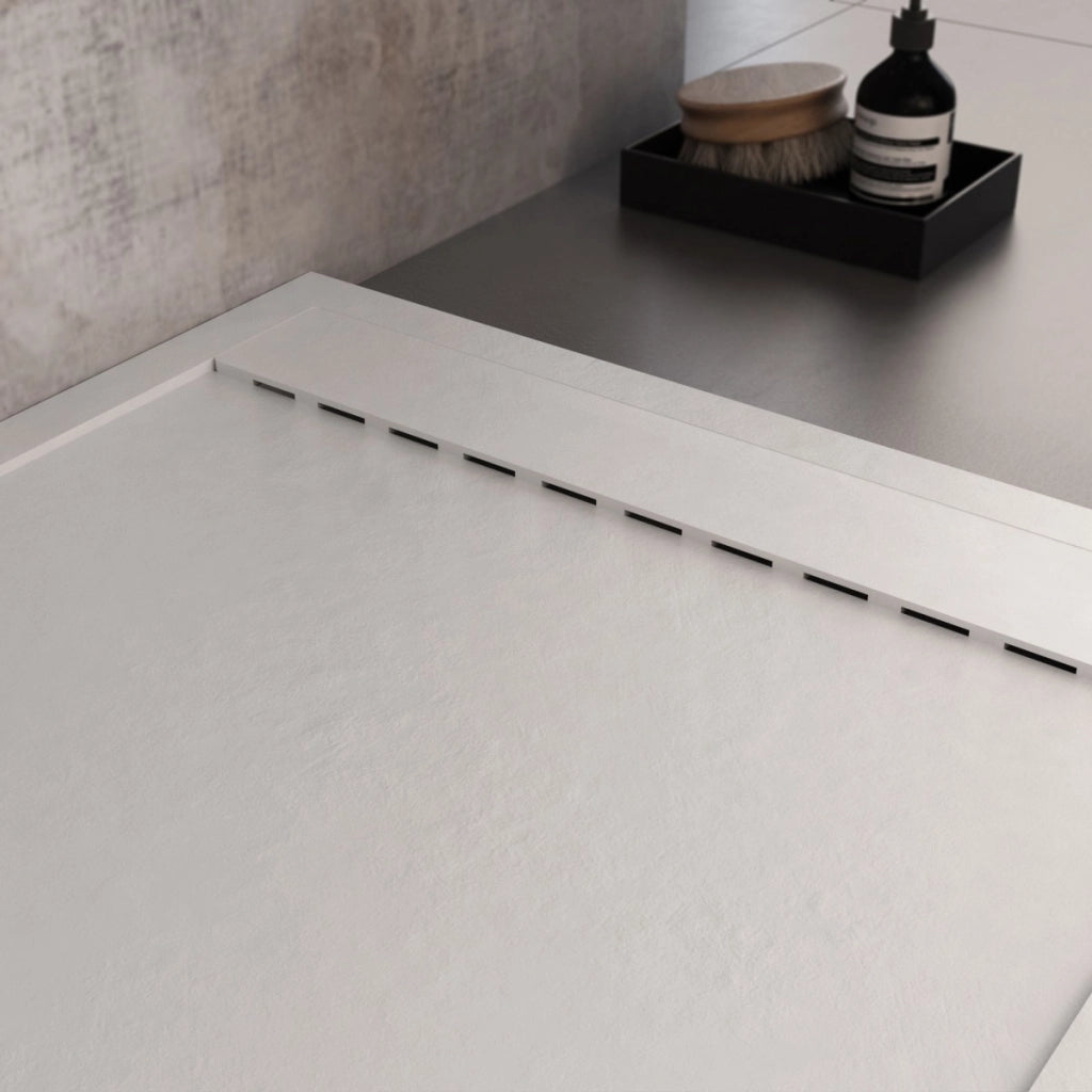 Piatto doccia in marmo resina bianco pietra cemento prestige, misura 80x190