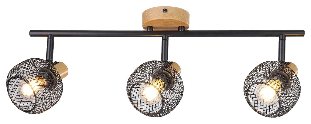 Plafoniera spot Grendel faggio/nero E14 3x40W Rabalux
