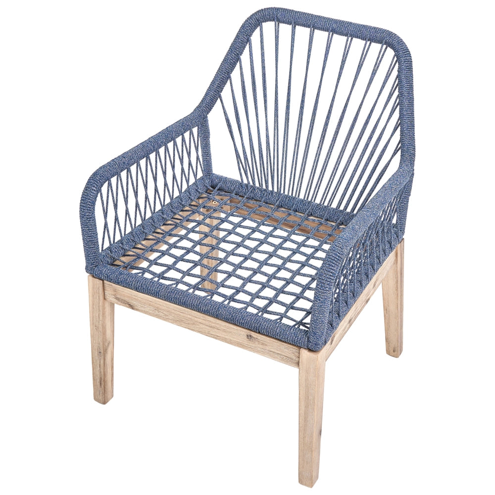 Set da Esterno con Tavolo in Cemento Sintetico blu marino e 6 Sedie in Vimini