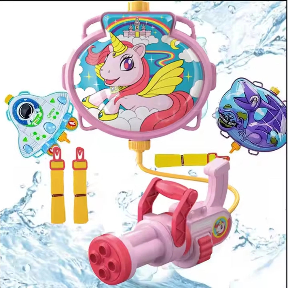 Trade Shop - Pistola Ad Acqua Con Zaino Giocattolo Per Bambini Unicorno Spiaggia Estate 1300ml 618547 -