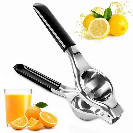 Citruspresa metallica - Citruspresa manuale con impugnatura in silicone (Nero)