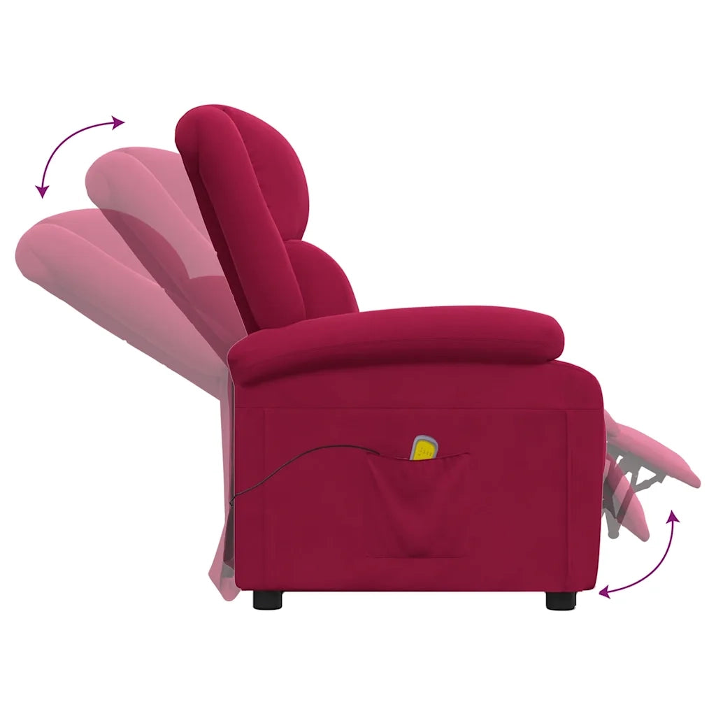 Poltrona Massaggiante Reclinabile Rosso Vino in Tessuto cod mxl 31754