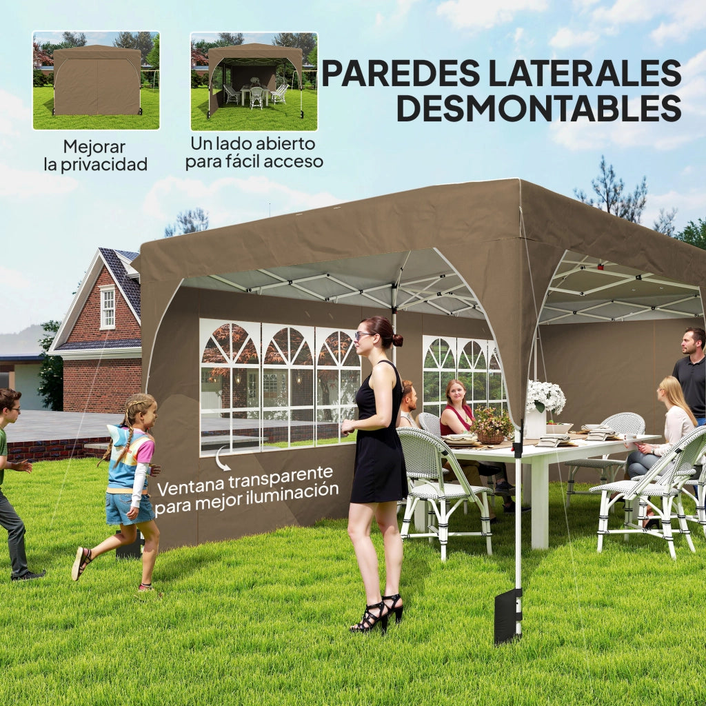Tenda da giardino pieghevole ¨C zephmum ¨C beige 6x3 m impermeabile