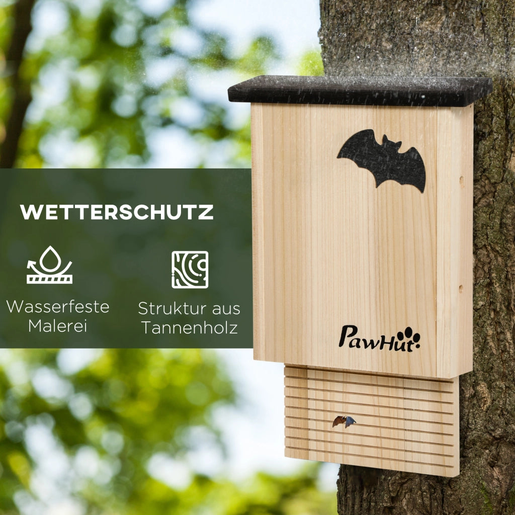 Casetta per pipistrelli 3 pezzi ¨C zephmum ¨C legno di abete trattato, naturale e nero