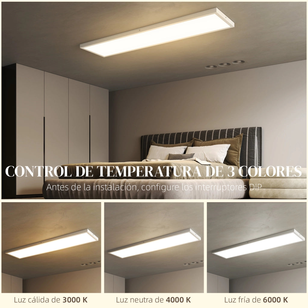 Lampada da Soffitto a 4 Luci ¨C zephmum ¨C Bianco 120x30x3,7 cm