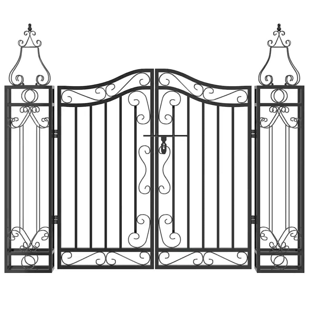 Cancello da Giardino Nero 121x8x100 cm in Ferro Battuto 363430